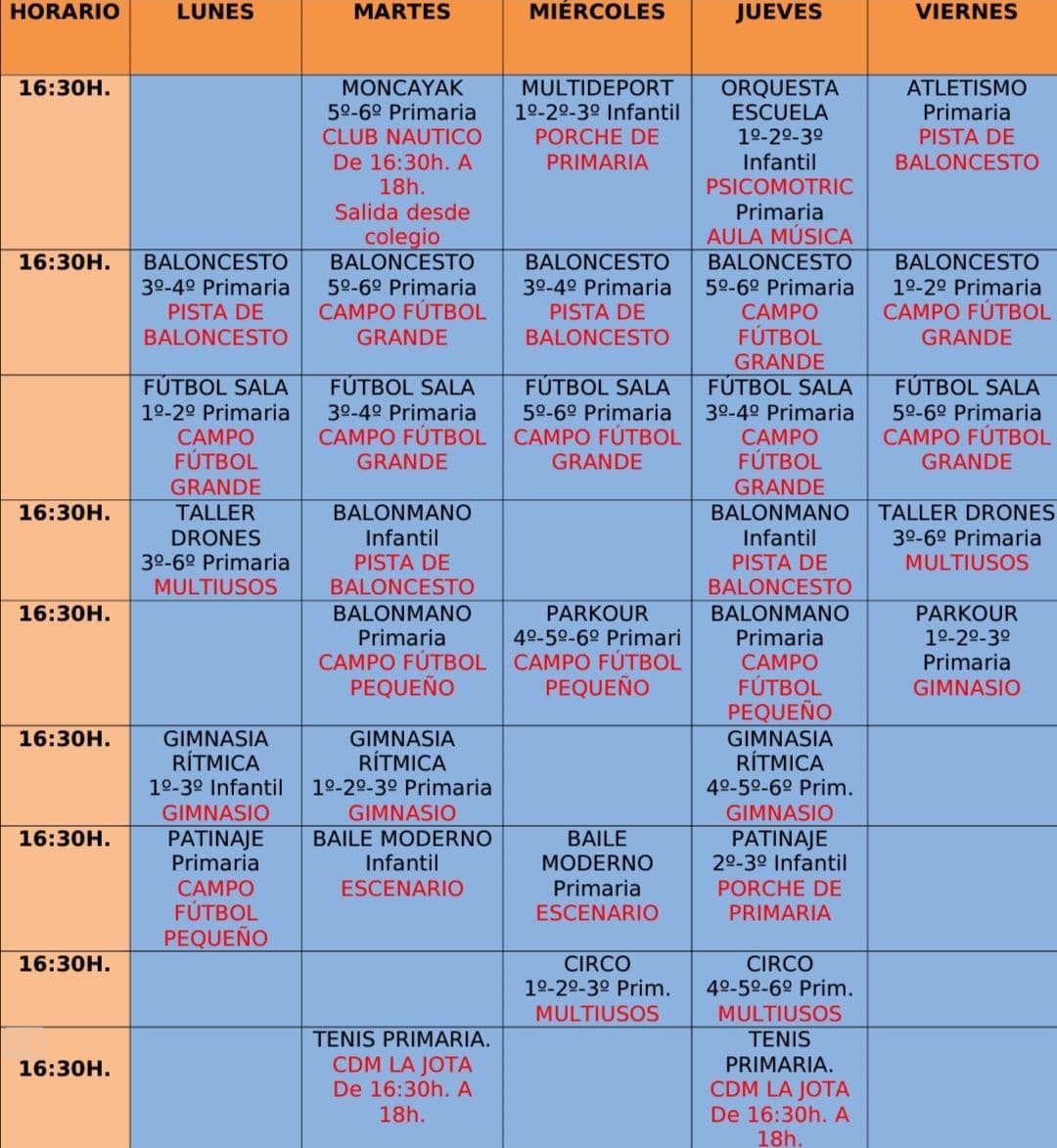 Extraescolares 2021-22