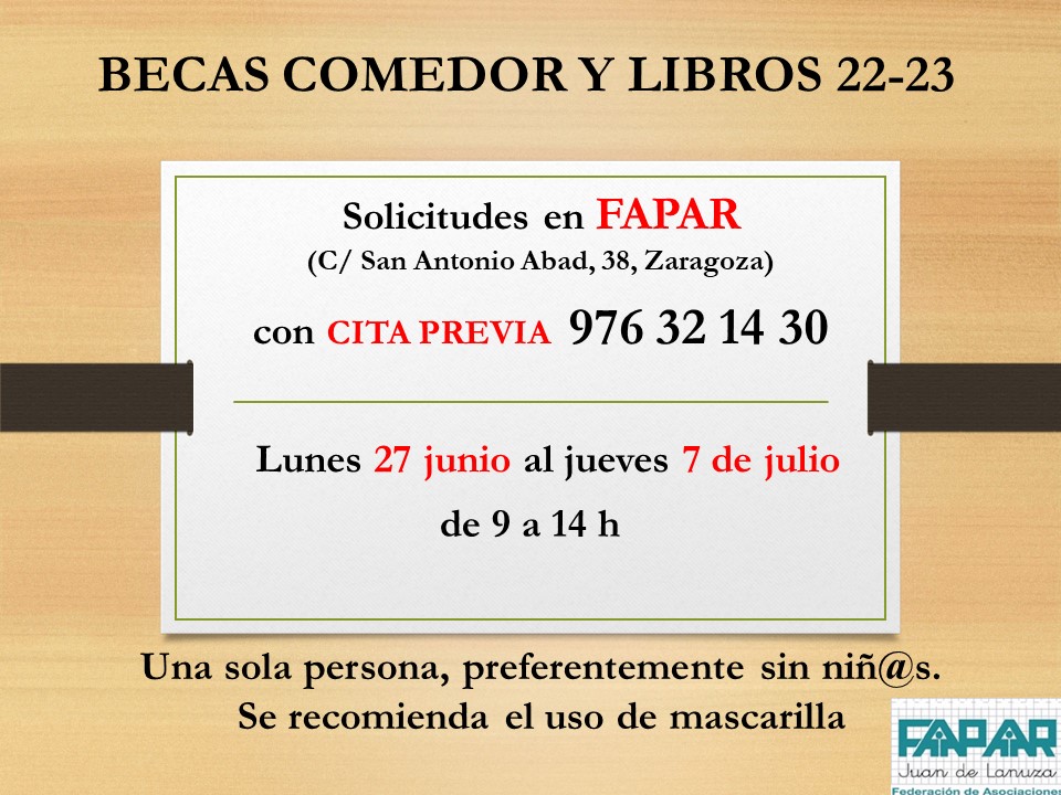 Becas de Comedor y Libros 2022/2023