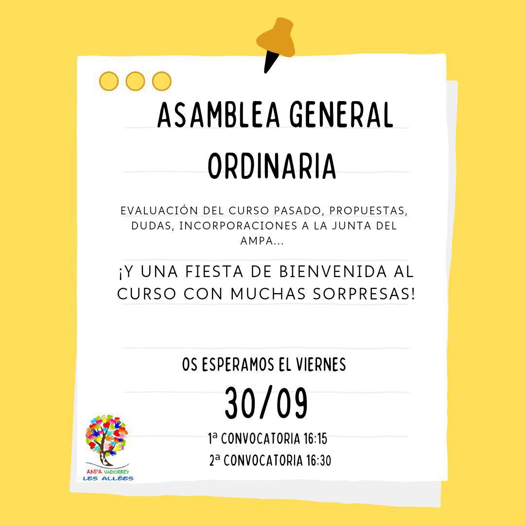 Convocatoria Asamblea General Ordinaria de Familias Socias 2022/2023